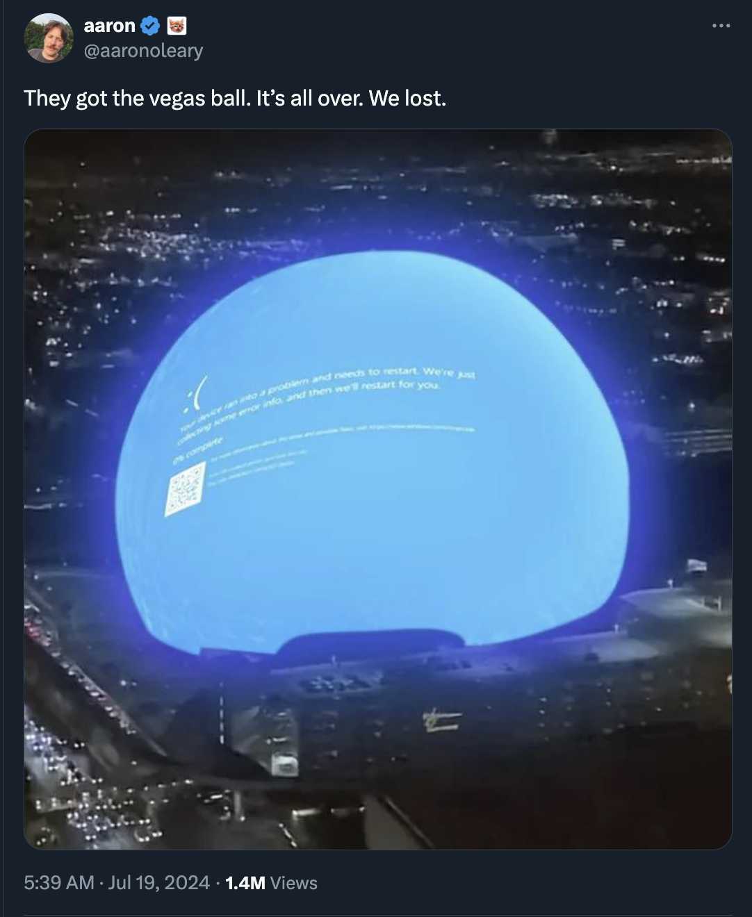 microsoft ruined the las vegas sphere - aaron They got the vegas ball. It's all over. We lost. 1.4M Views